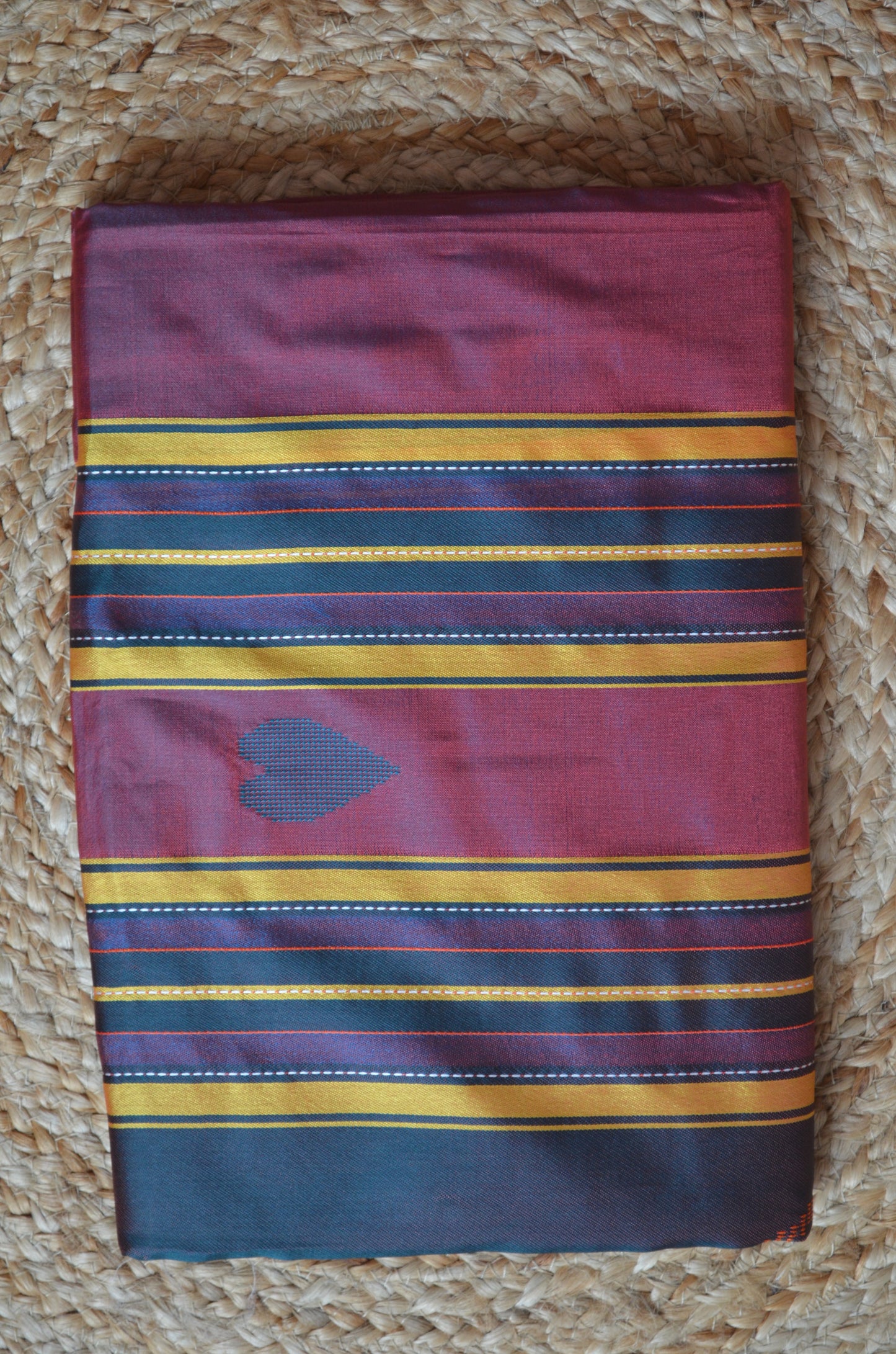 Maroon Kantha Work Katan Silk Saree