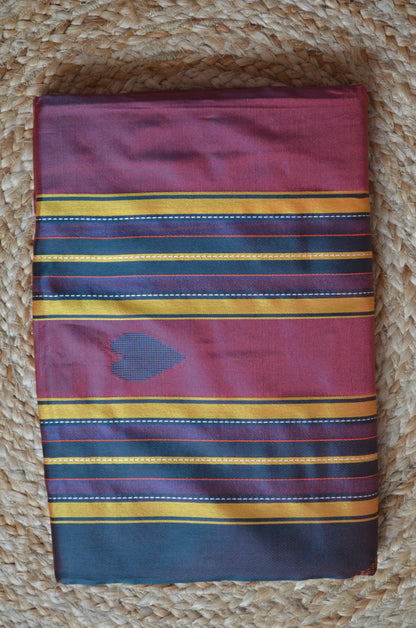 Maroon Kantha Work Katan Silk Saree