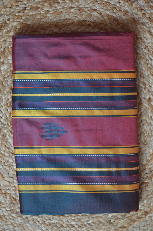 Maroon Kantha Work Katan Silk Saree