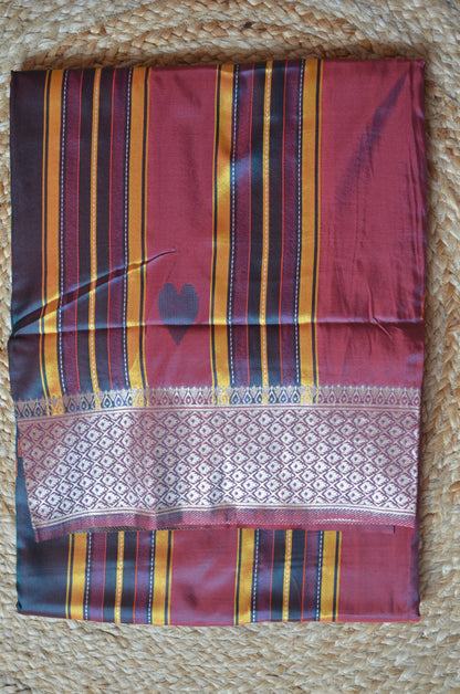 Maroon Kantha Work Katan Silk Saree