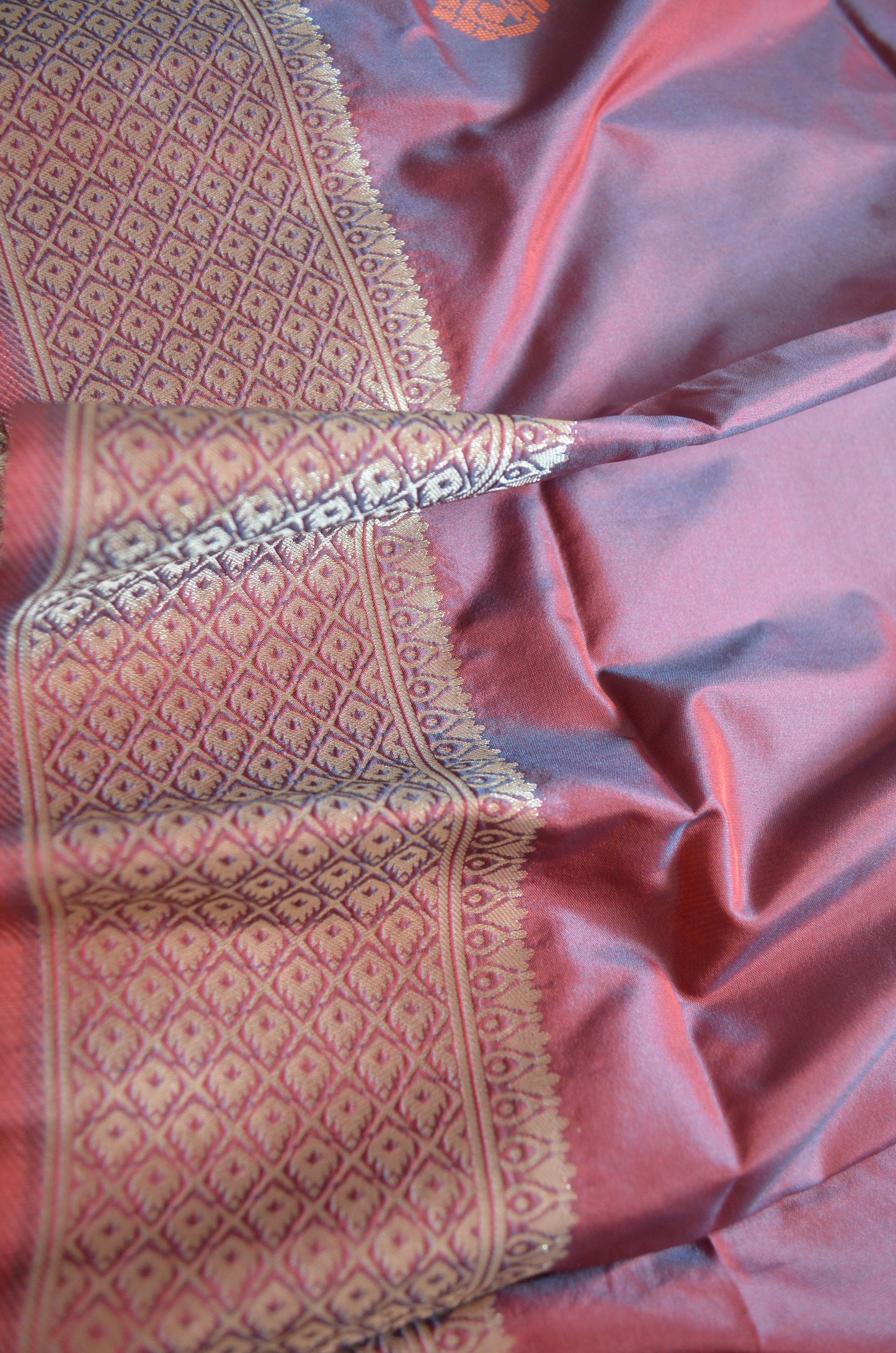 Maroon Kantha Work Katan Silk Saree