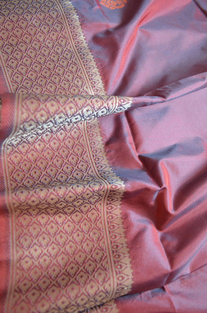 Maroon Kantha Work Katan Silk Saree