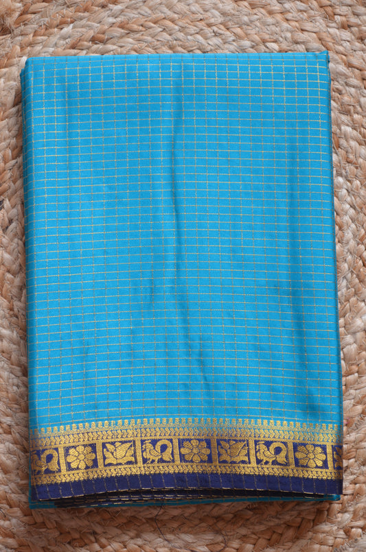 Teal Mysore Crepe Silk Saree