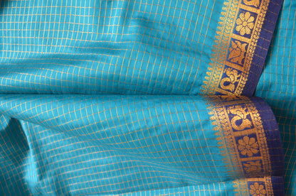 Teal Mysore Crepe Silk Saree