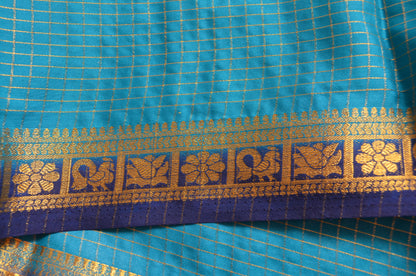 Teal Mysore Crepe Silk Saree