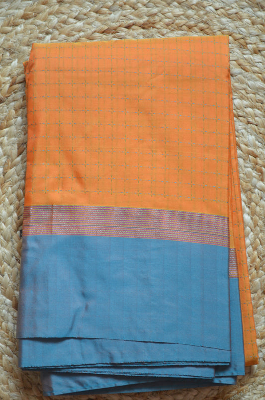 Orange Mysore Crepe Silk Saree