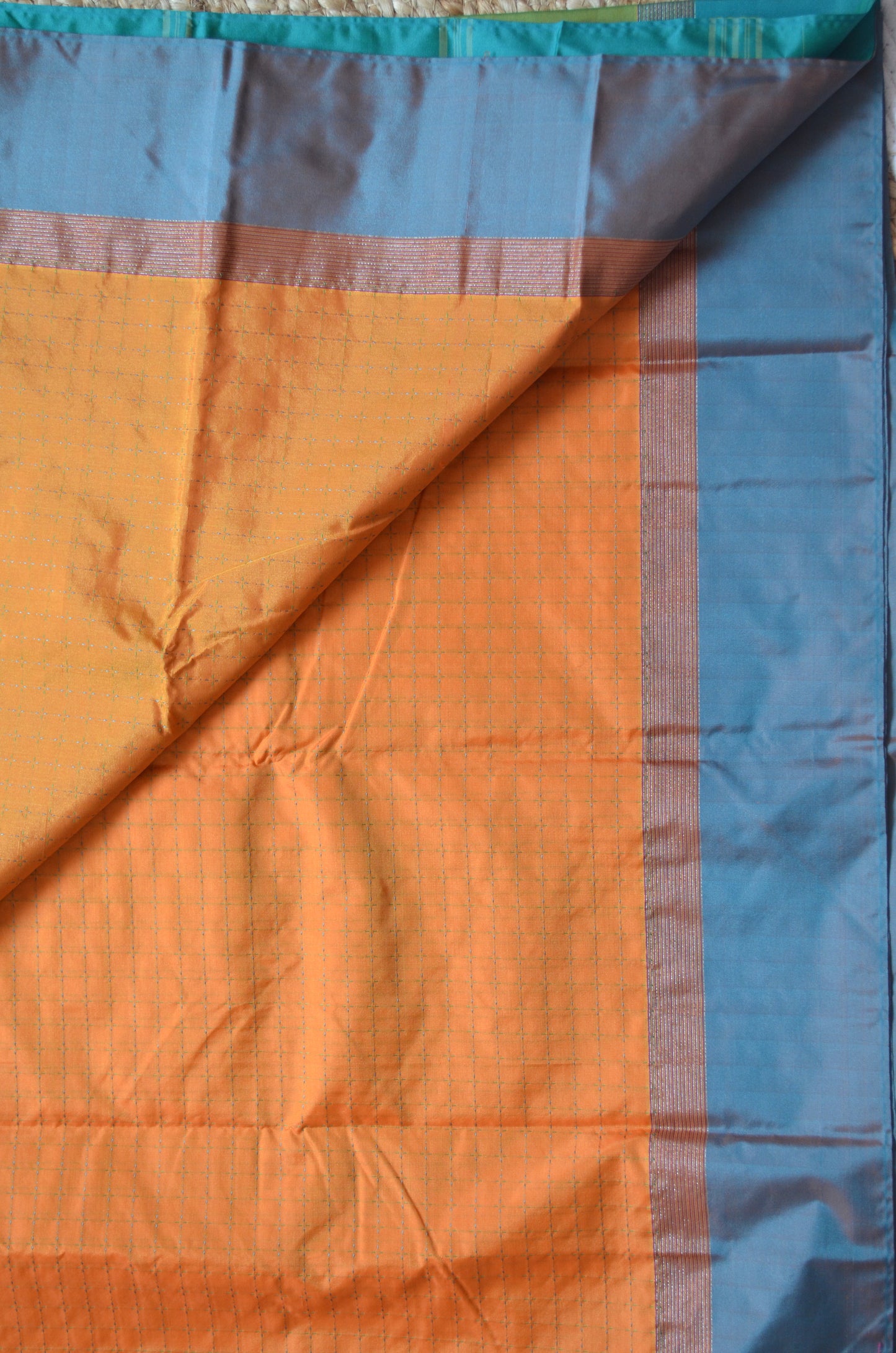 Orange Mysore Crepe Silk Saree