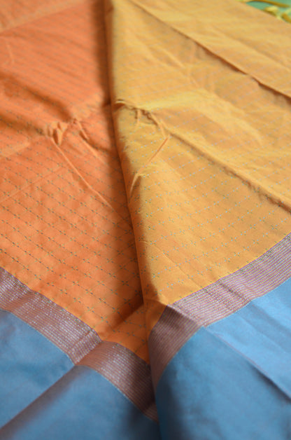 Orange Mysore Crepe Silk Saree