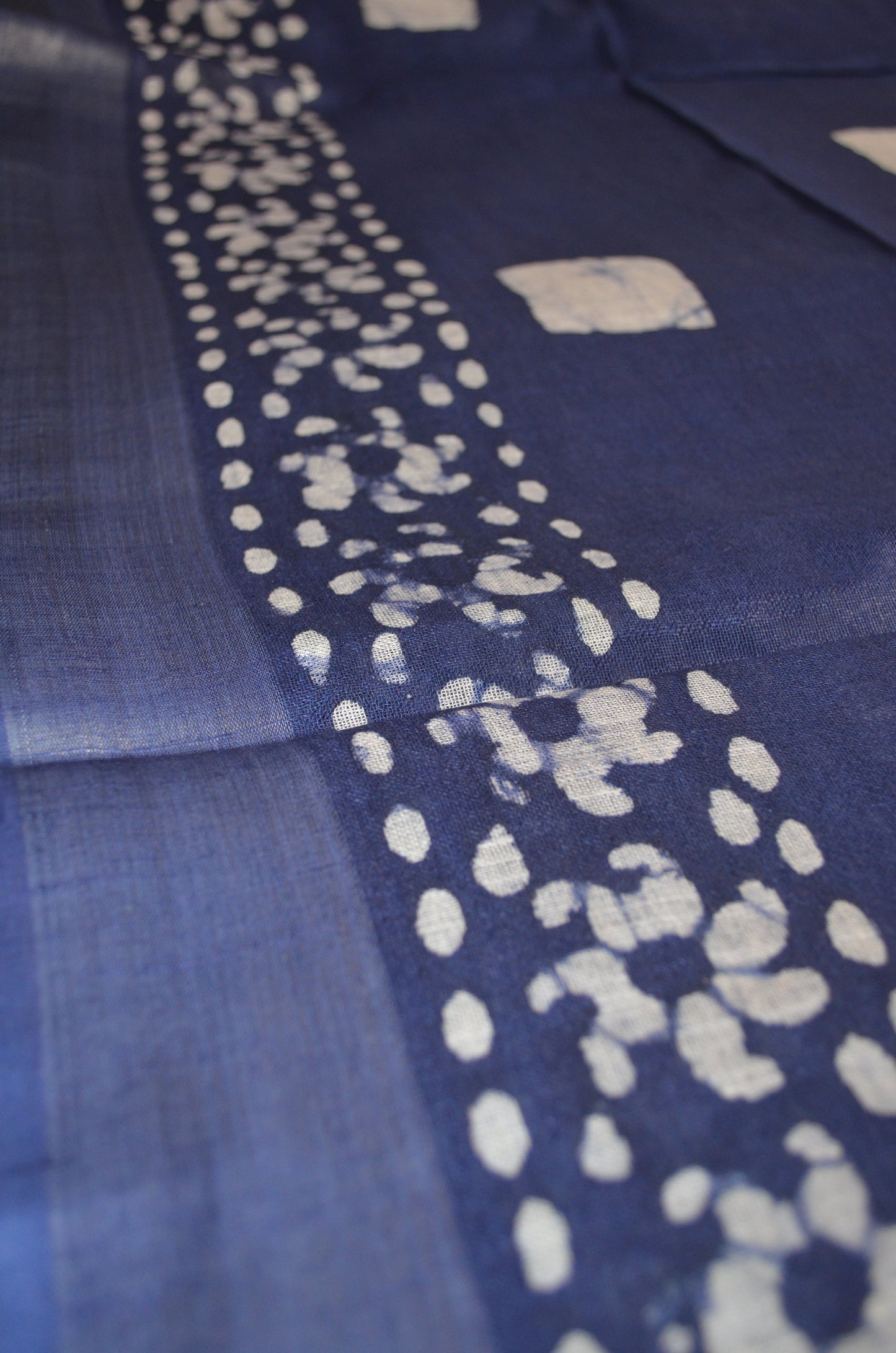 Navy Bagru Linen Handloom Saree