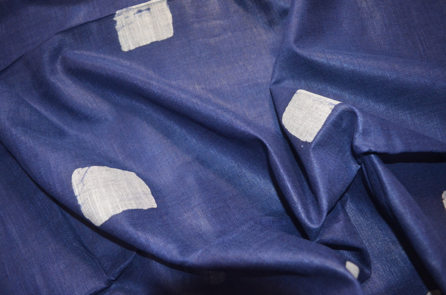 Navy Bagru Linen Handloom Saree