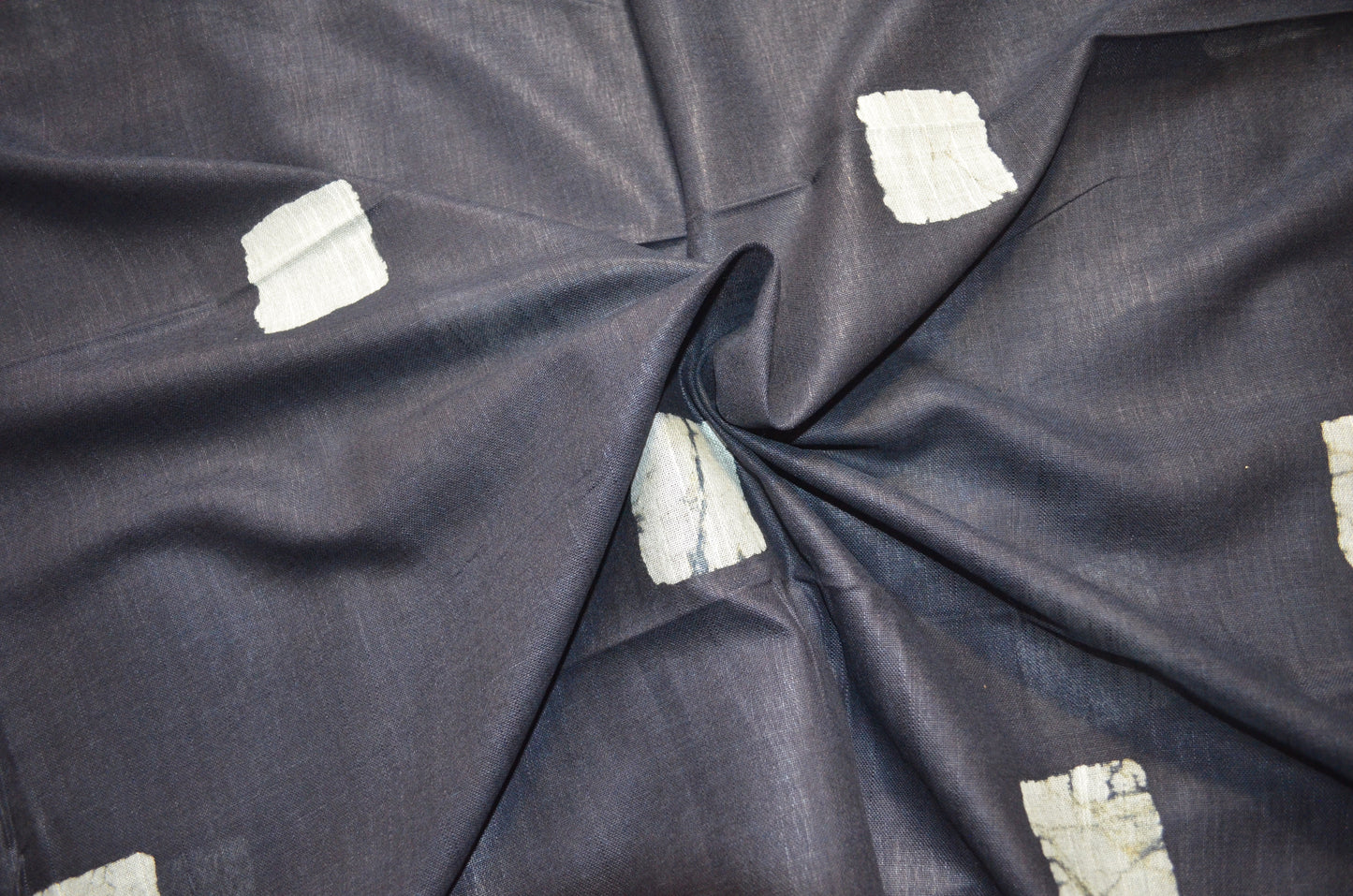 Black Bagru Linen Handloom Saree