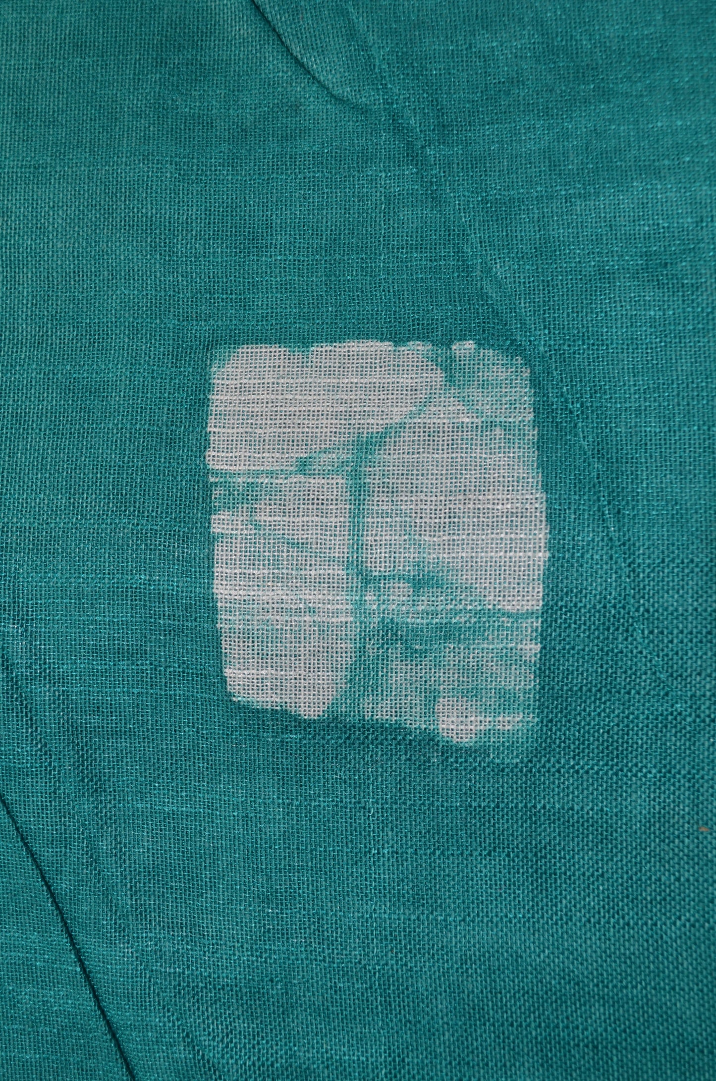 Sea Green Bagru Linen Handloom Saree