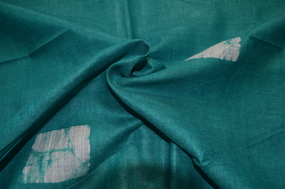 Sea Green Bagru Linen Handloom Saree