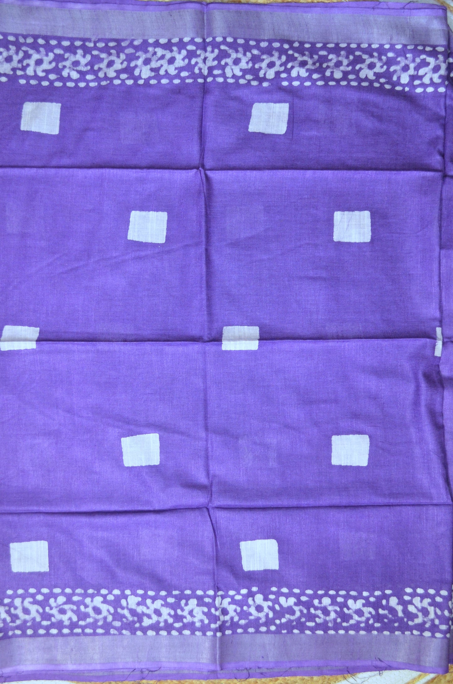 Purple Bagru Linen Handloom Saree