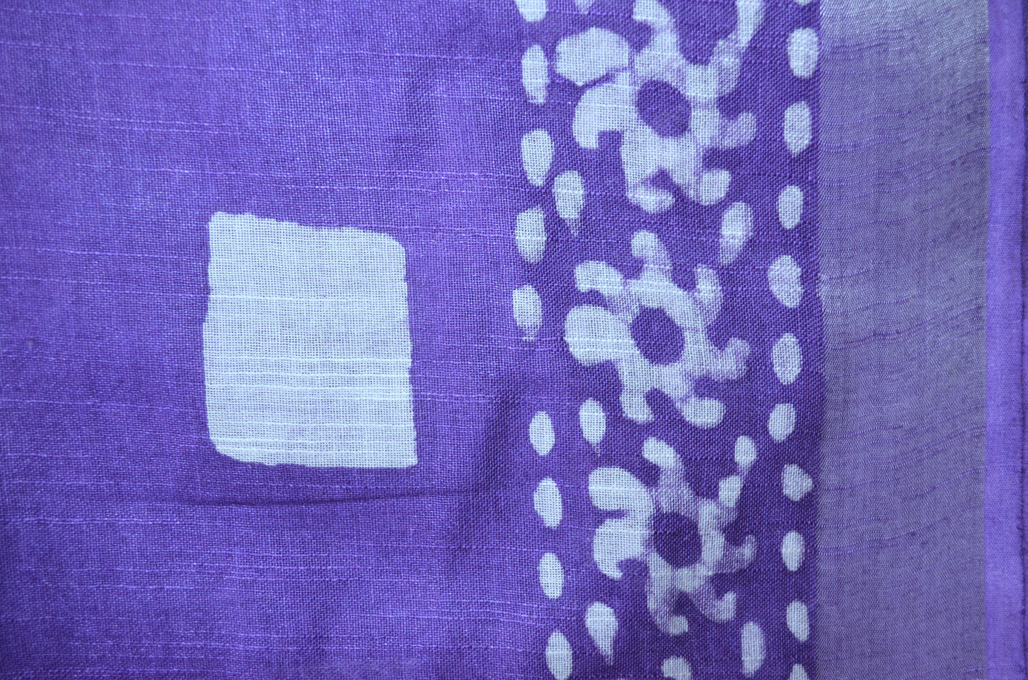 Purple Bagru Linen Handloom Saree