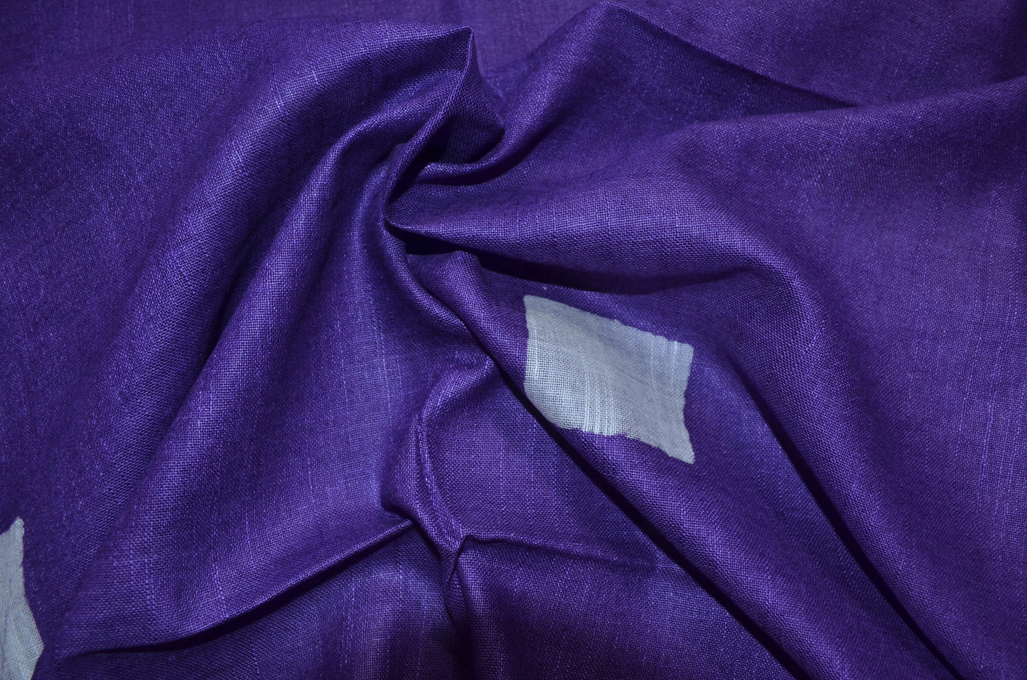 Purple Bagru Linen Handloom Saree