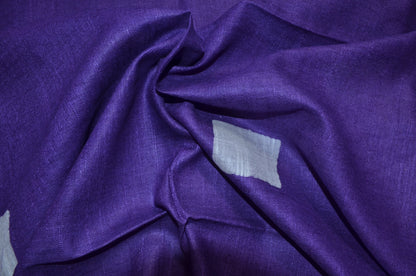 Purple Bagru Linen Handloom Saree