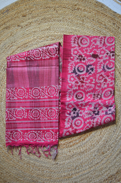 Rani Block Print Linen Handloom Saree