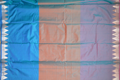 Teal Rust Magenta Katan Silk Saree