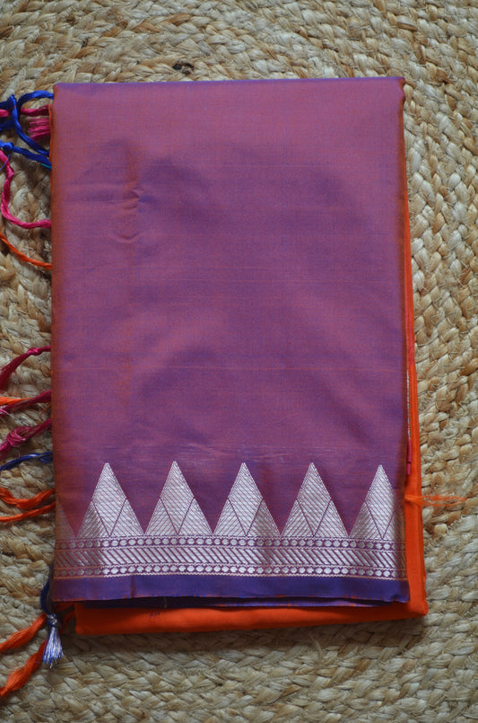 Red Orange Magenta Katan Silk Saree