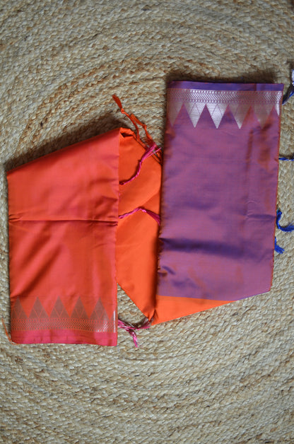 Red Orange Magenta Katan Silk Saree
