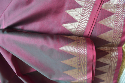 Cyan Rust Magenta Katan Silk Saree