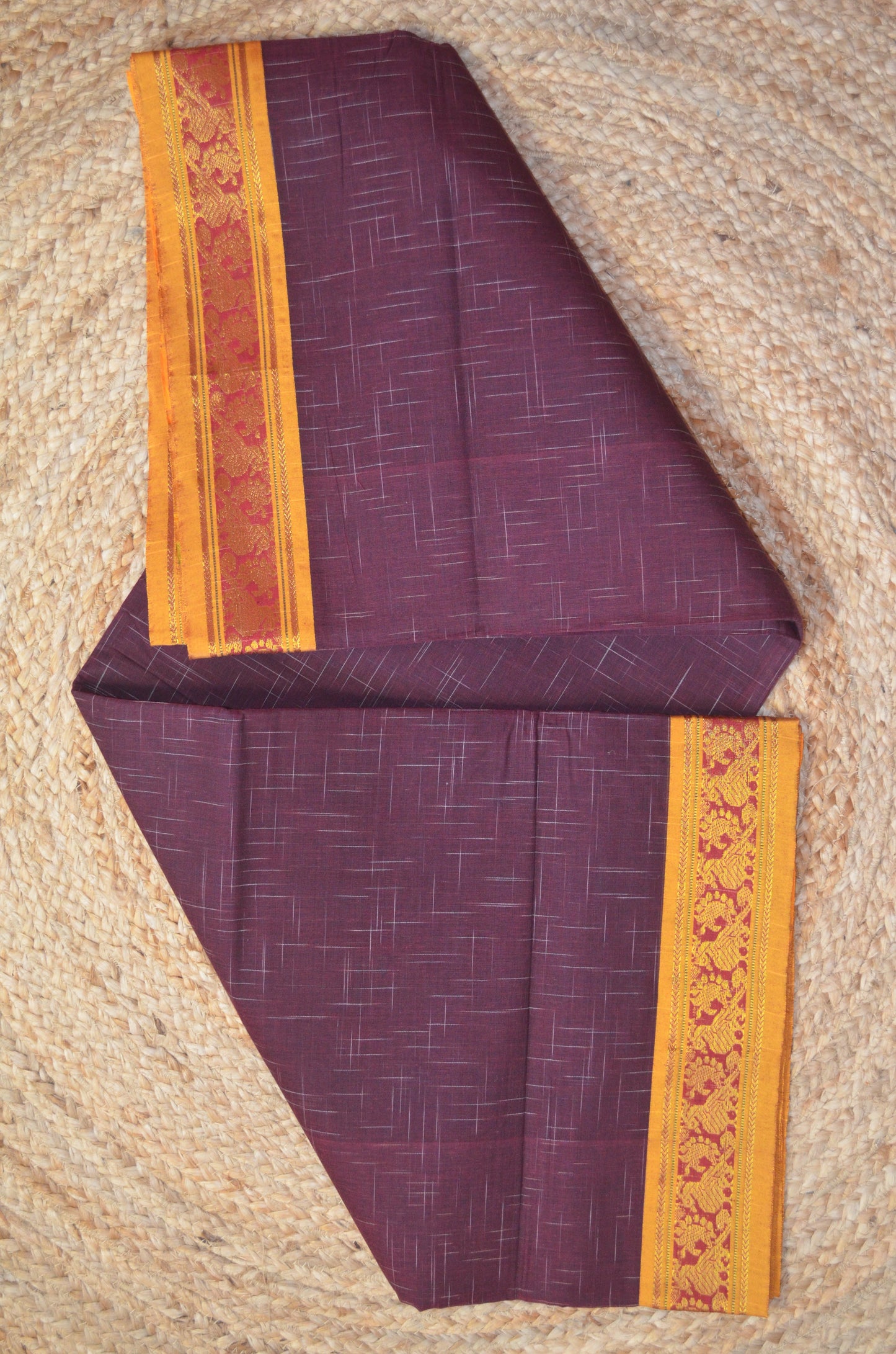 Maroon Madurai Cotton Handloom Saree