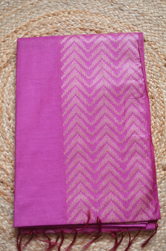 Magenta Contemporary Thread Work Vegan Silk Handloom Saree
