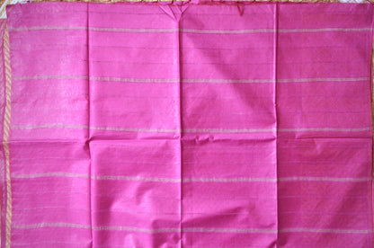 Magenta Contemporary Thread Work Vegan Silk Handloom Saree