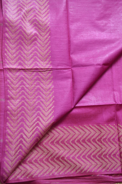 Magenta Contemporary Thread Work Vegan Silk Handloom Saree