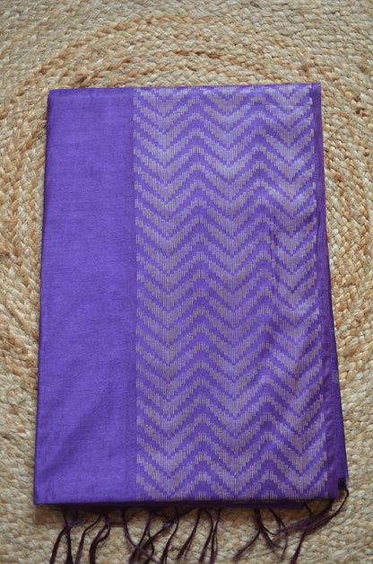 Purple Contemporary Thread Work Vegan Silk Handloom Saree