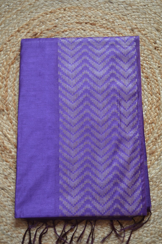 Purple Contemporary Thread Work Vegan Silk Handloom Saree