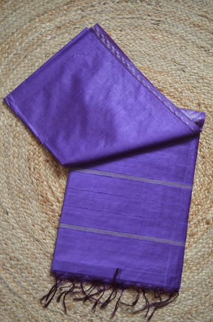 Purple Contemporary Thread Work Vegan Silk Handloom Saree