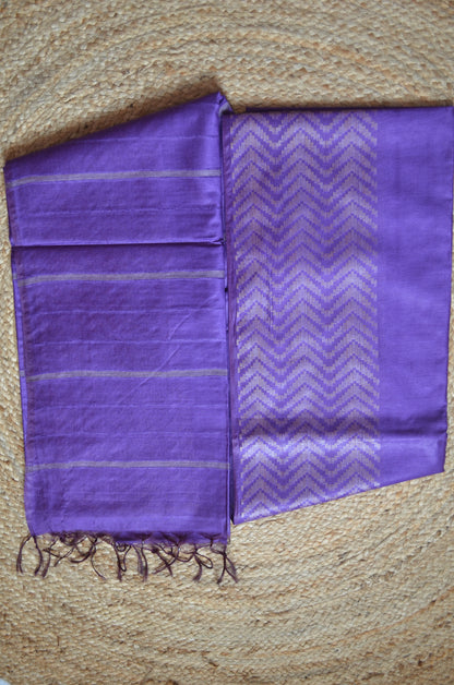 Purple Contemporary Thread Work Vegan Silk Handloom Saree