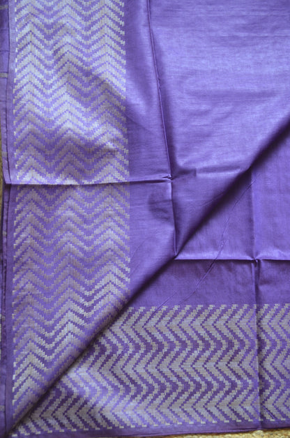 Purple Contemporary Thread Work Vegan Silk Handloom Saree
