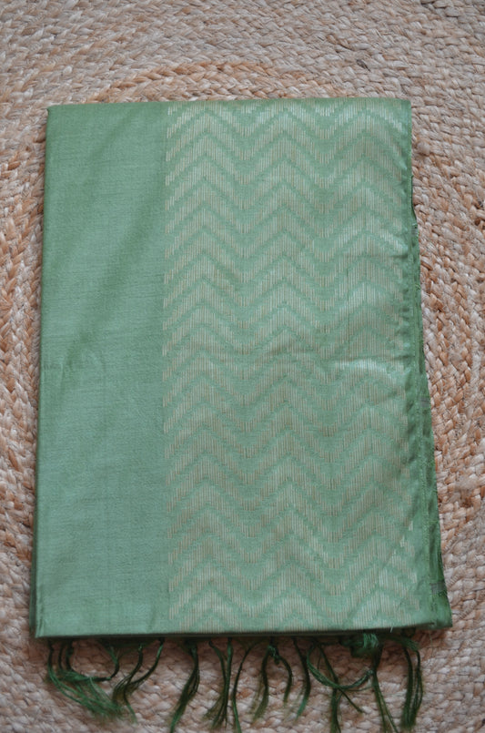 Olive Contemporary Thread Work Vegan Silk Handloom Saree