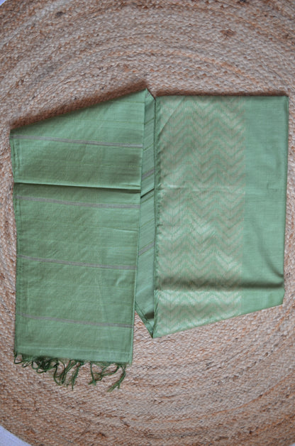 Olive Contemporary Thread Work Vegan Silk Handloom Saree