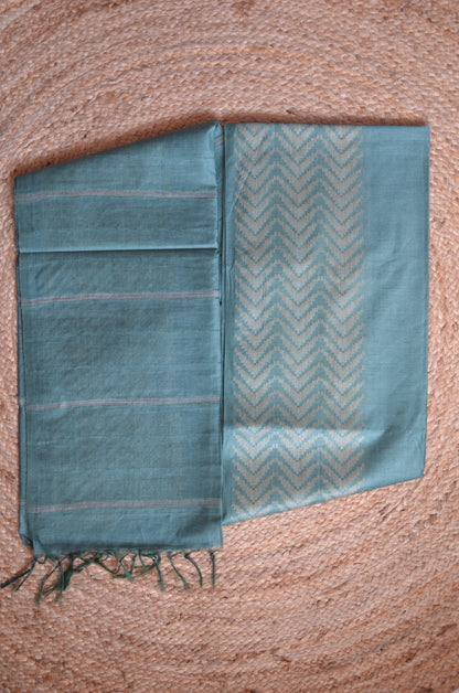 Bottle Green Contemporary Thread Work Vegan Silk Handloom Saree
