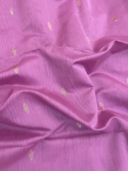 Mauve Maheshwari Pure Silk Handloom Saree with Metal Zari