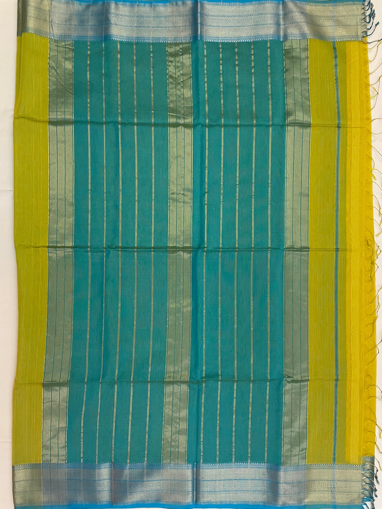 Sunflower Yellow Maheshwari Pure Silk Handloom Saree with Metal Zari