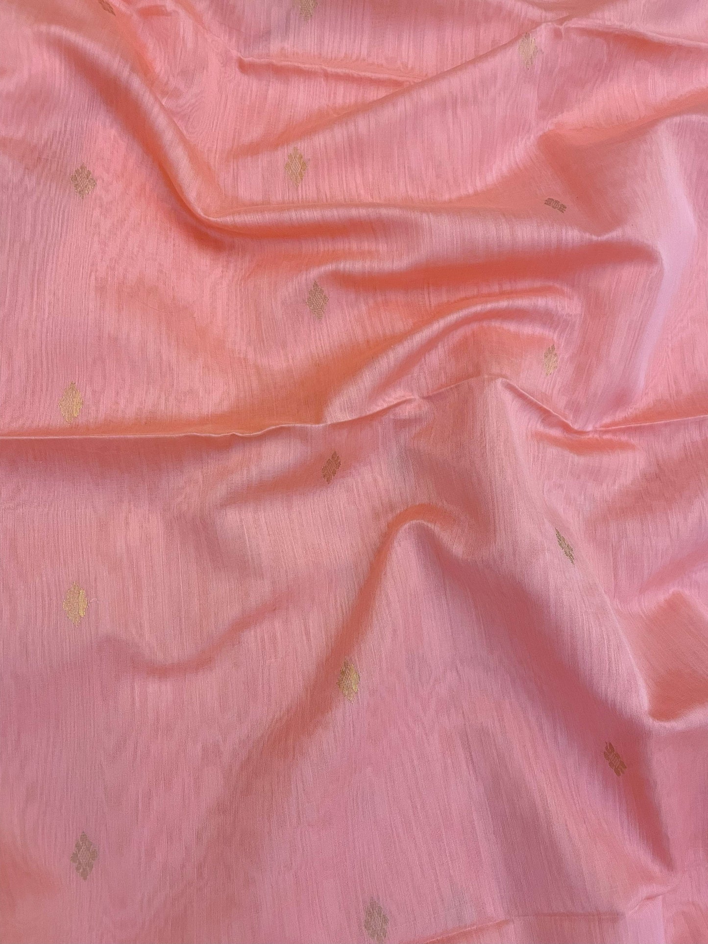 Rose Pink Maheshwari Pure Silk Handloom Saree with Metal Zari
