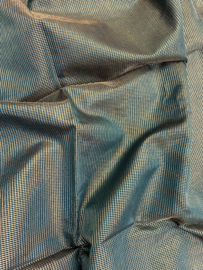 Bottle Green Maheshwari Pure Silk Handloom Saree with Metal Zari Checks