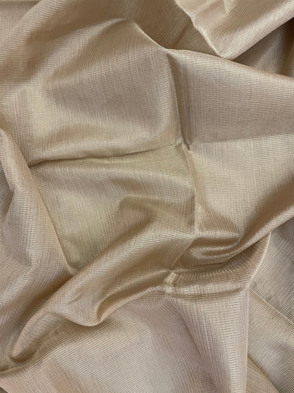 Beige Maheshwari Pure Silk Handloom Saree with Metal Zari Checks