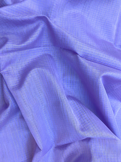 Lavender Maheshwari Pure Silk Handloom Saree with Metal Zari Checks