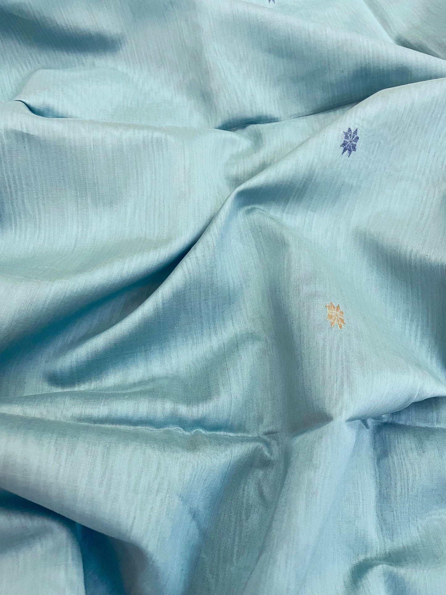Light Teal Maheshwari Pure Silk Handloom Saree with Metal Zari