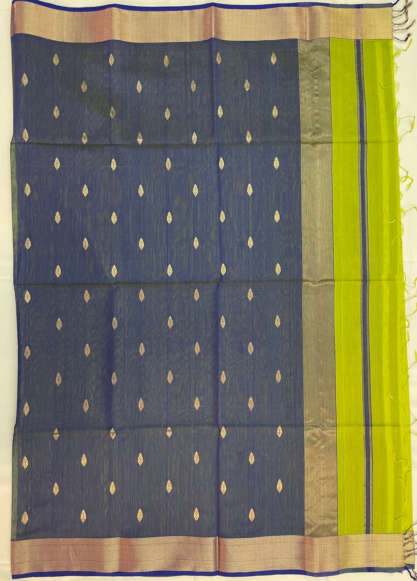 Lemon Maheshwari Pure Silk Handloom Saree with Metal Zari