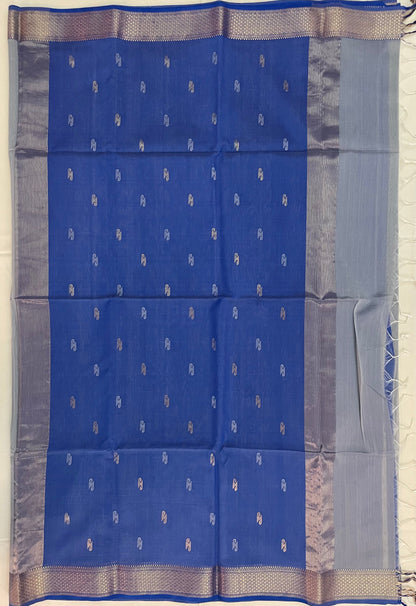 Grey Maheshwari Pure Silk Handloom Saree with Thread and Metal Zari