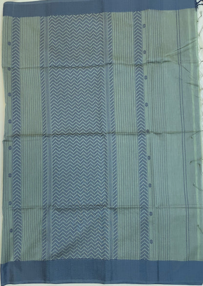 Light Teal Maheshwari Pure Silk Handloom Saree with Thread Zari