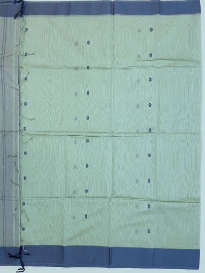 Light Teal Maheshwari Pure Silk Handloom Saree with Thread Zari