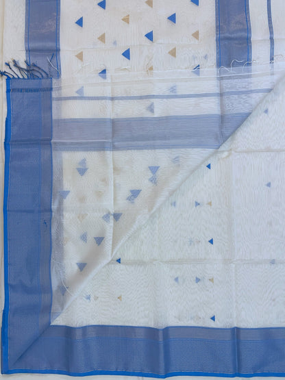 Cream Maheshwari Pure Silk Handloom Saree with Thread Zari